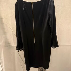 Calvin Klein Black Dress with Sheer Sleeves